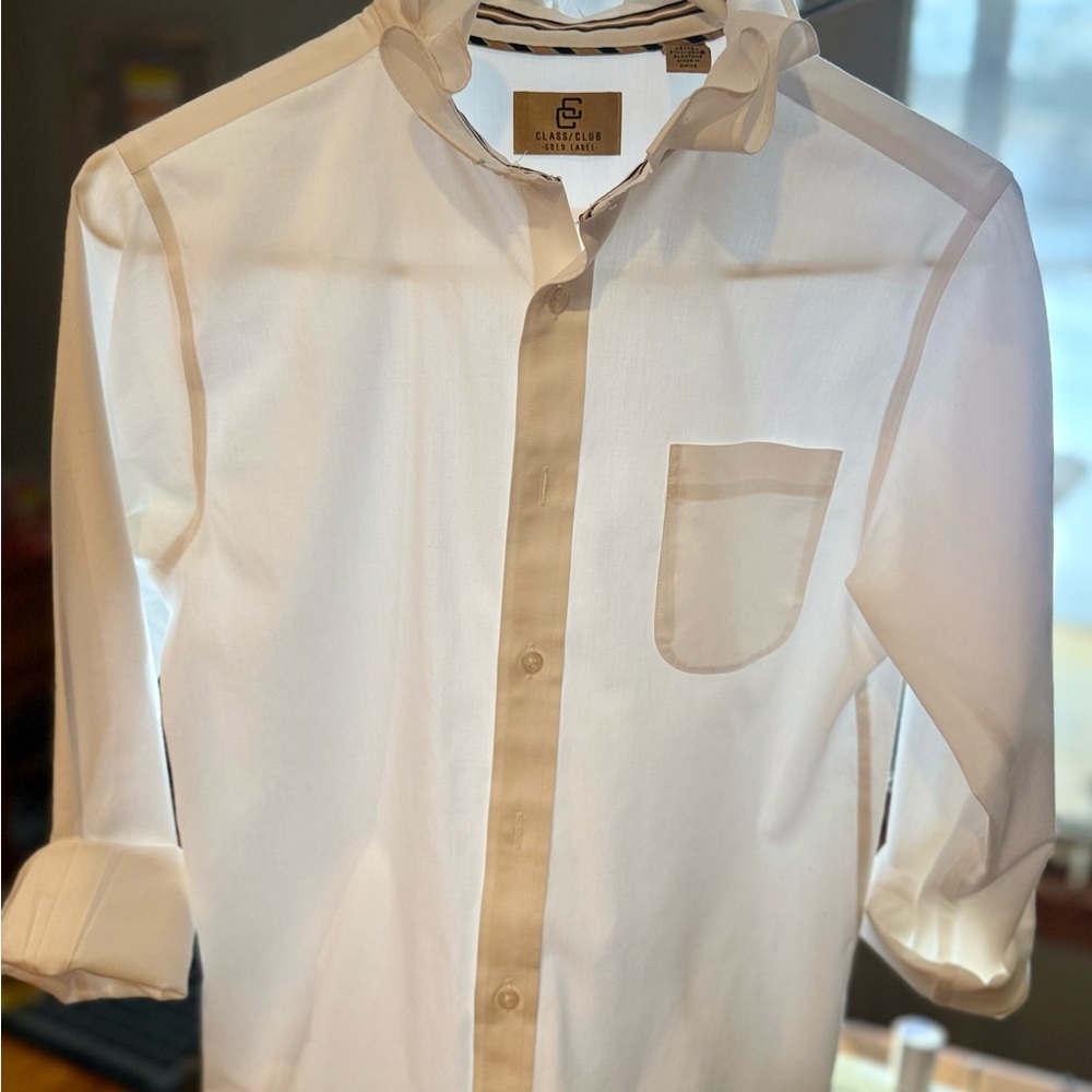 Ruffle Collar White Button-Up Blouse